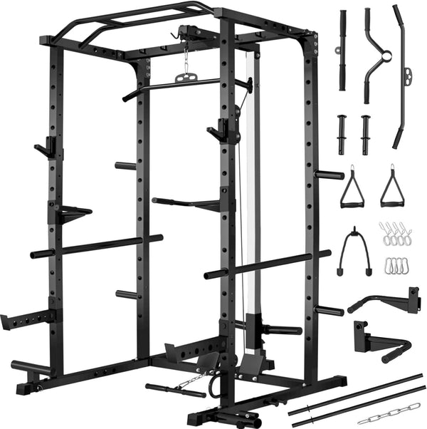 2000LB power cage with LAT pulldown system for home gym