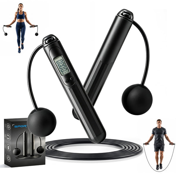 BOGYKIK 2-in-1 jump rope with LCD counter cordless and corded modes