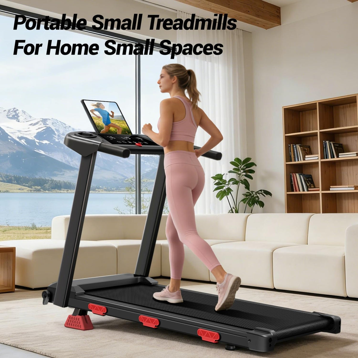 Compact folding treadmill small spaces 17 incline walking pad