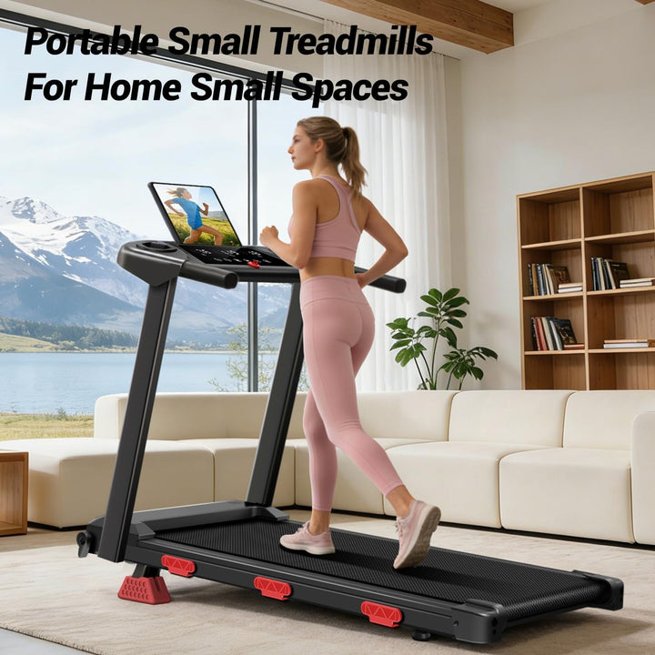 17% Incline Folding Treadmill - 3.0HP Quiet Motor, 350LBS Capacity Compact Walking Pad with Handlebars for Home