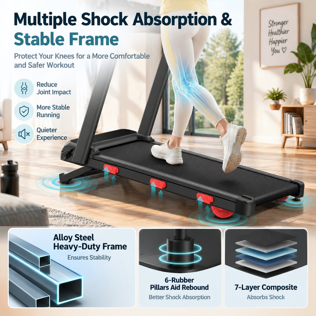 Alloy steel heavy-duty frame with 6 rubber shock-absorbing pillars