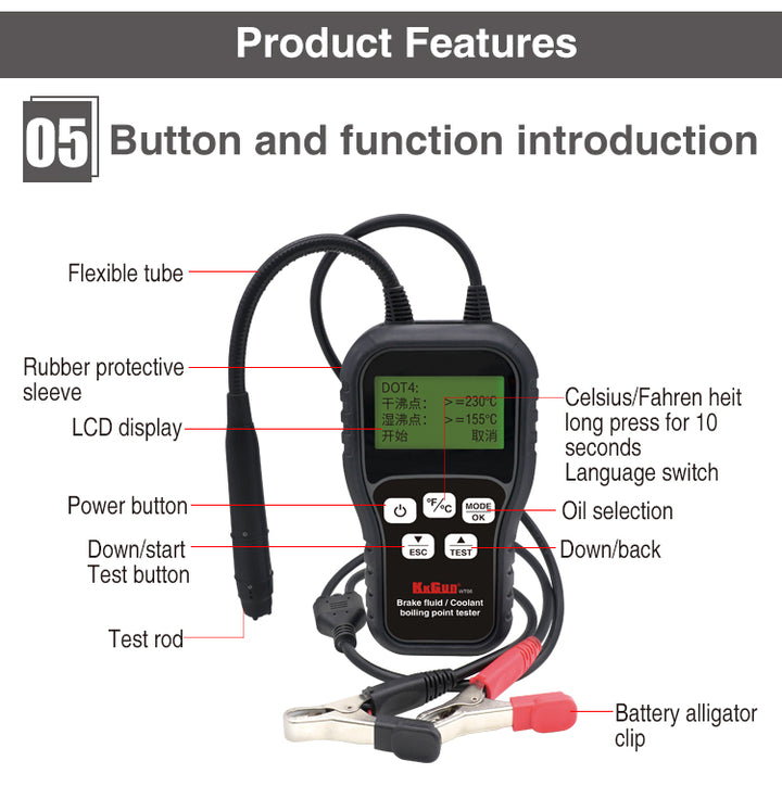 Brake Fluid and Coolant Boiling Point Tester product features