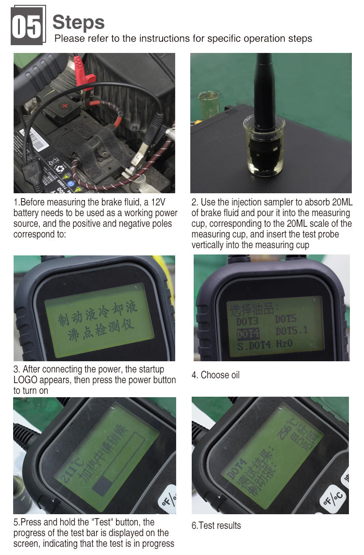 Brake Fluid and Coolant Boiling Point Tester operation steps