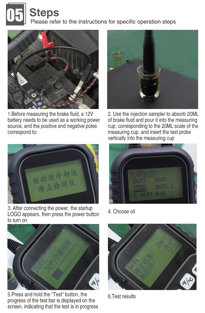 Brake Fluid and Coolant Boiling Point Tester operation steps