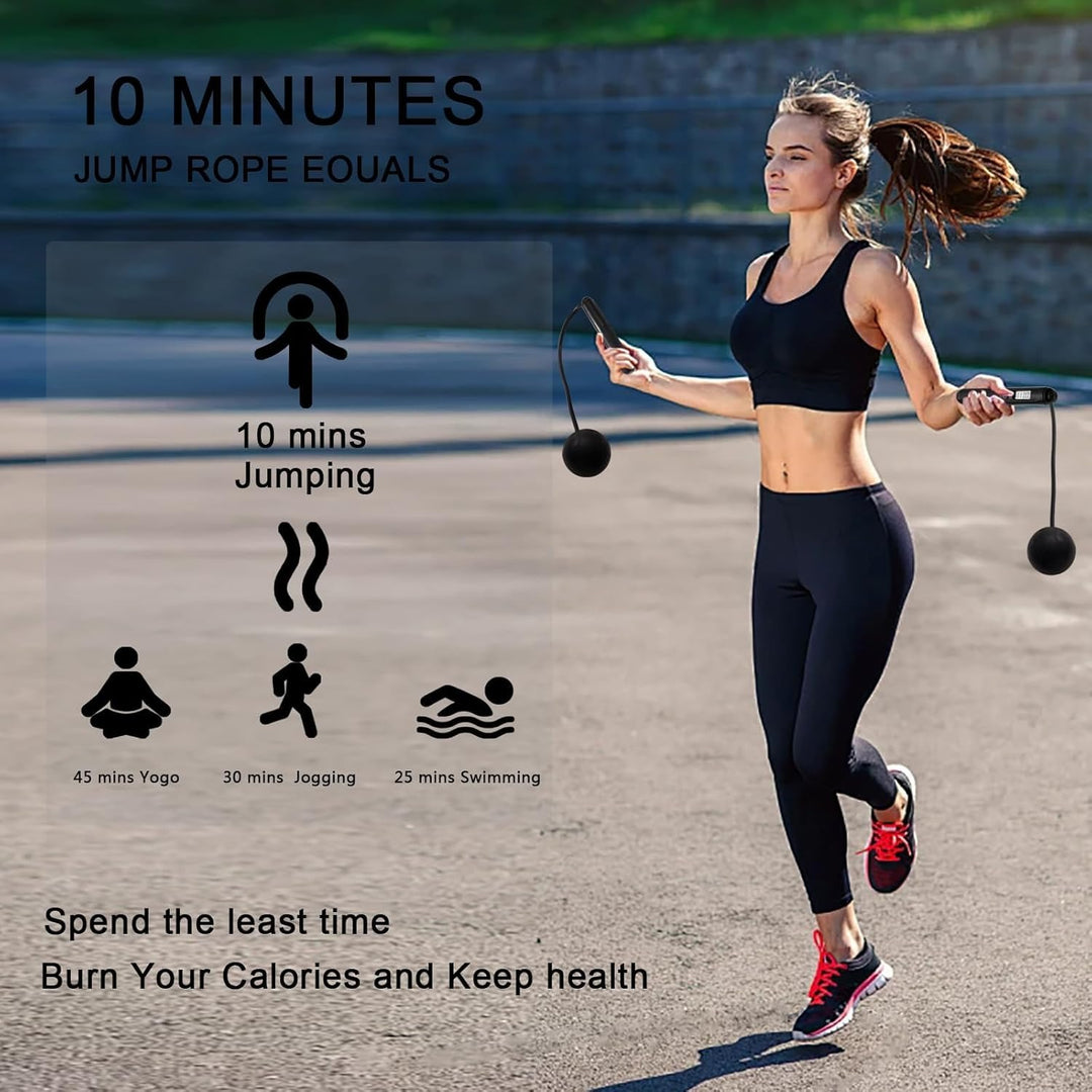 Jump Rope with LCD Counter - 2-in-1 Cordless & Corded Weighted Jump Rope with Steel Ball Bearings for HIIT, Boxing, Home Gym