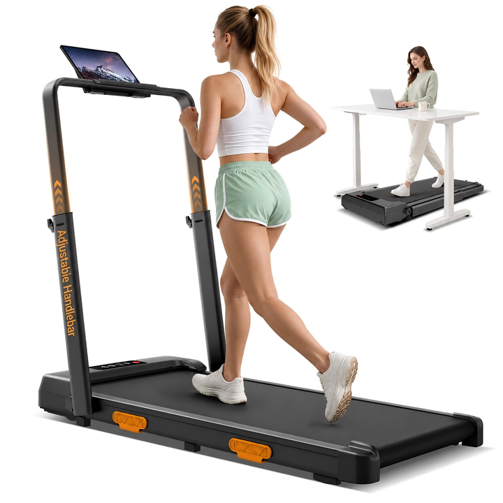 U16F foldable walking pad with adjustable handlebar in a living room