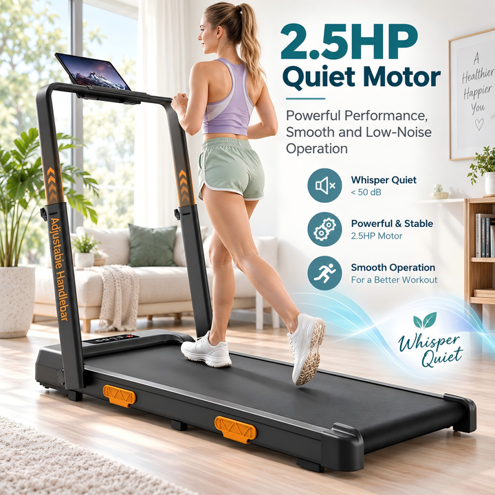 Quiet 2.5HP motor on the U16F walking pad, under 50 dB