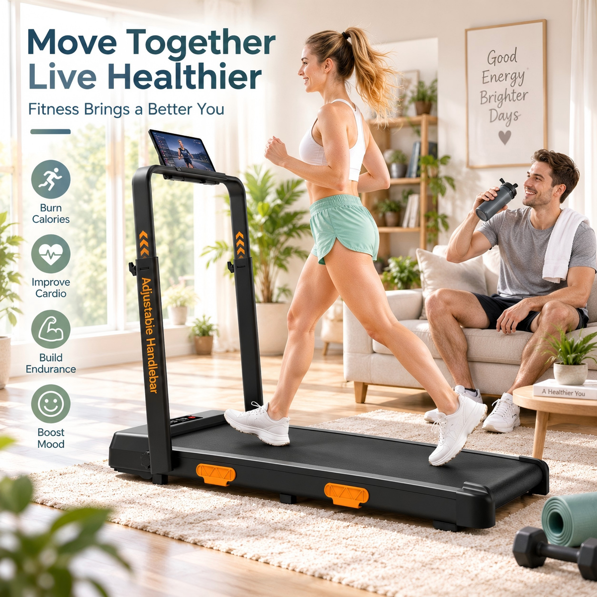 Height-adjustable handlebar on the U16F walking pad