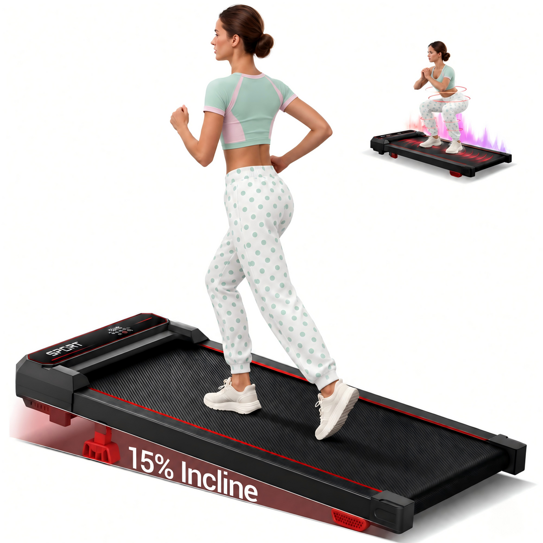 U19 folding walking pad with 15% incline in a living room