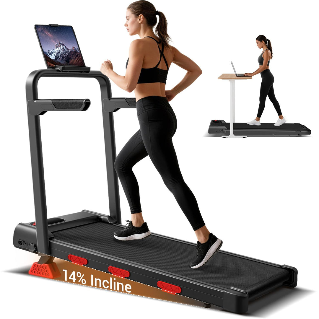 Umay U20F folding walking pad with a woman running at home