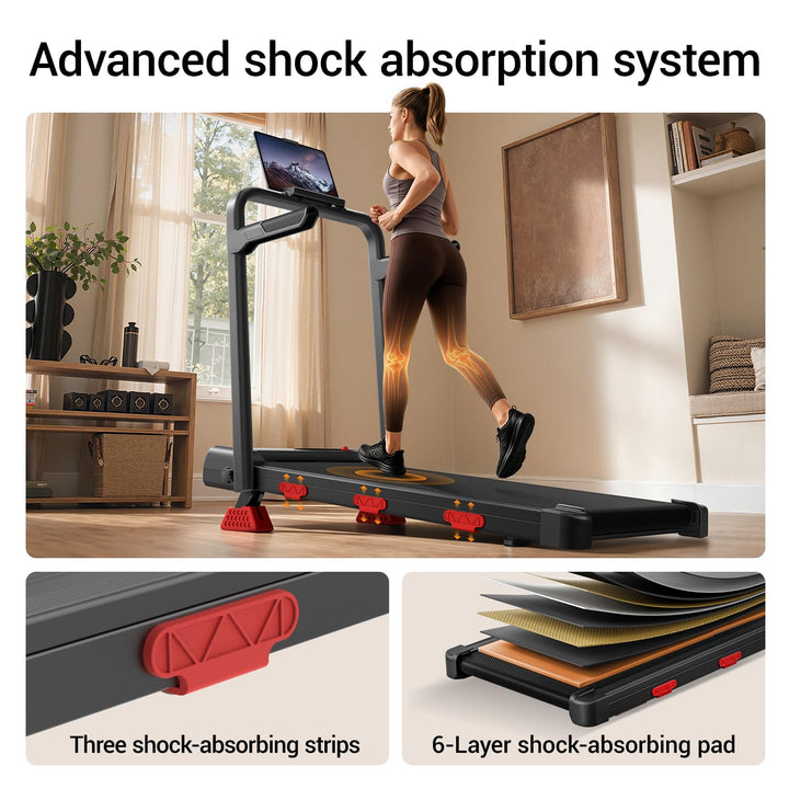 Three shock-absorbing strips and a 6-layer shock-absorbing pad on the U20F walking pad