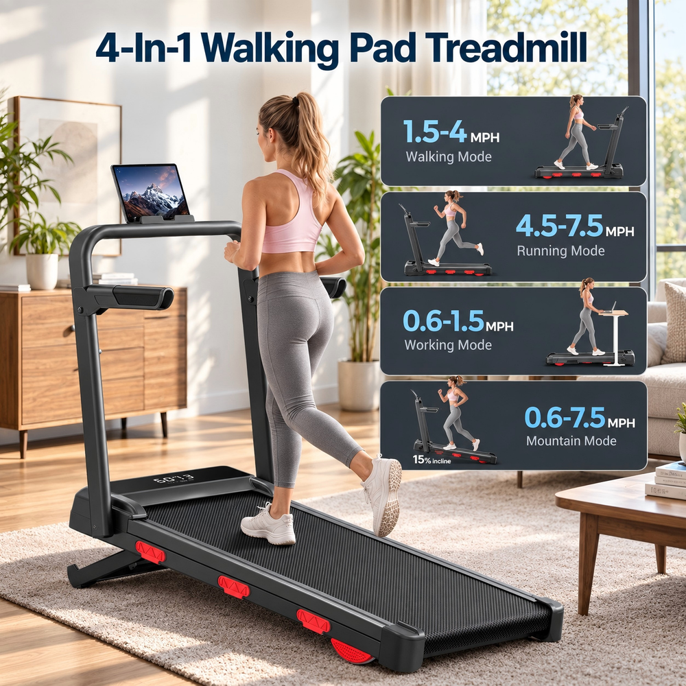 Working, walking, running and mountain modes on the X9F walking pad
