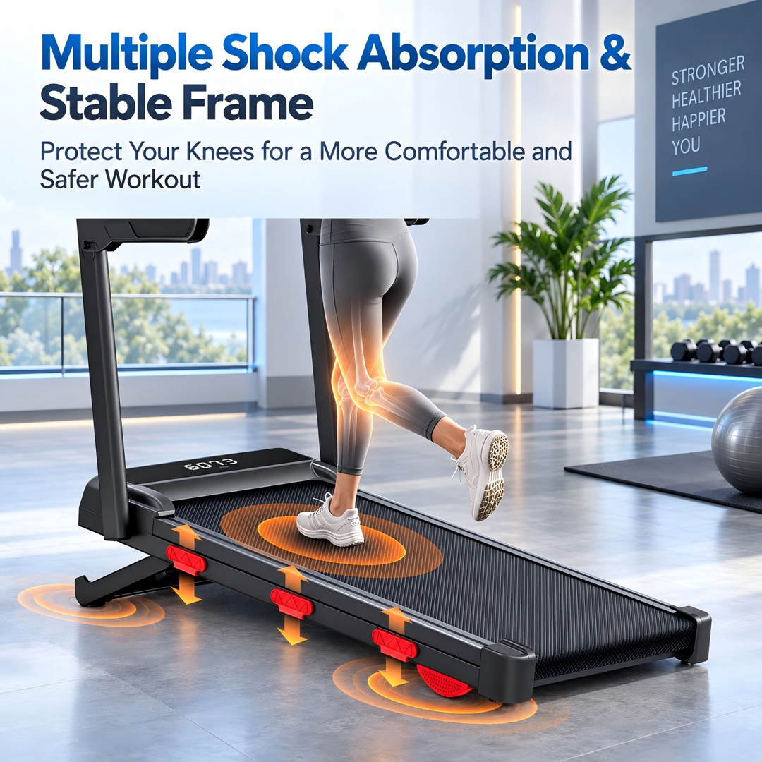 Multiple shock absorption and a stable frame on the X9F walking pad